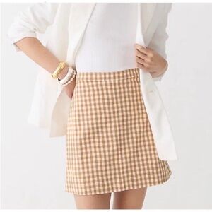 NWT J. Crew Natasha skirt in gingham stretch twill blend Mid Rise Gingham Spring